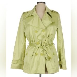 Carlisle Green Double-Breasted Raincoat Trench Coat Size 14